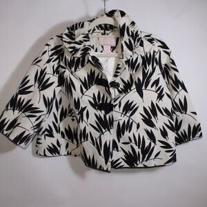 Pink Tartan White And Black Tropical Button Up Blazer Size 4